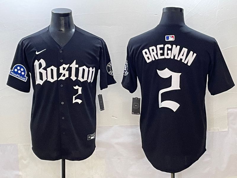 Men 2025 Boston Red Sox #2 Bregman Black Five generations Joint Name Nike MLB Jersey style 15